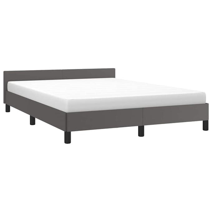 vidaXL - Bedframe - met - hoofdeinde - zonder - matras - 140x200 - cm - grijs