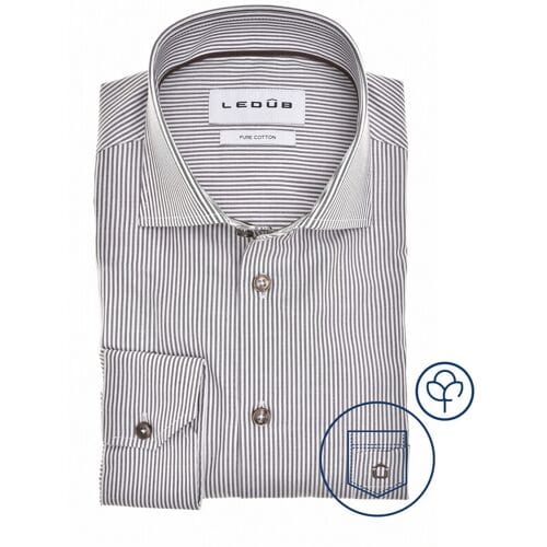 Ledûb Overhemd Fine Stripe Pure Cotton Donker Bruin / male