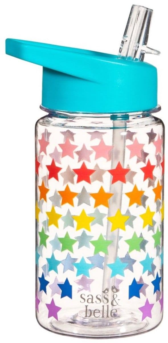 Waterfles drinkfles met rietje sterren - Sass & Belle