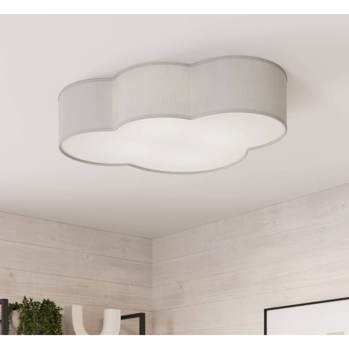 TK Lighting Plafondlamp Cloud van textiel, lengte 62 cm, grijs