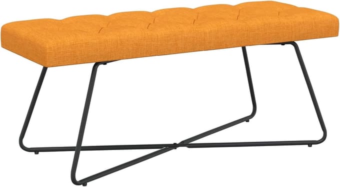 Gestoffeerde bank - Zitje hal - Extra zitplaats - Geknoopt design - 110 cm - Donkergeel