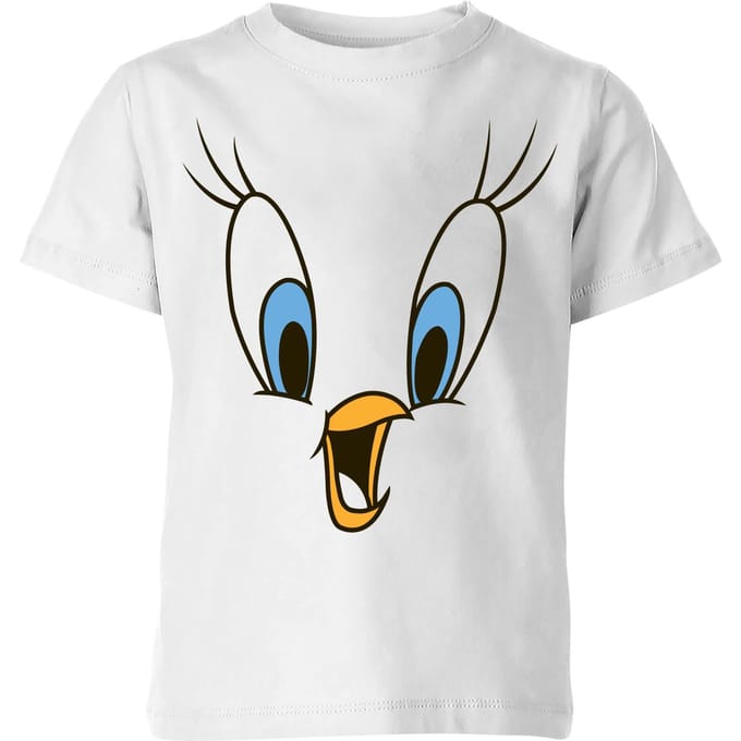 Looney Tunes Tweety Face Kinder T-shirt - Wit - 122/128 (7-8 jaar)