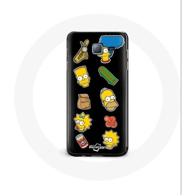 Coque pour Samsung Galaxy J7 2016 Les Simpson autocollants fond noir