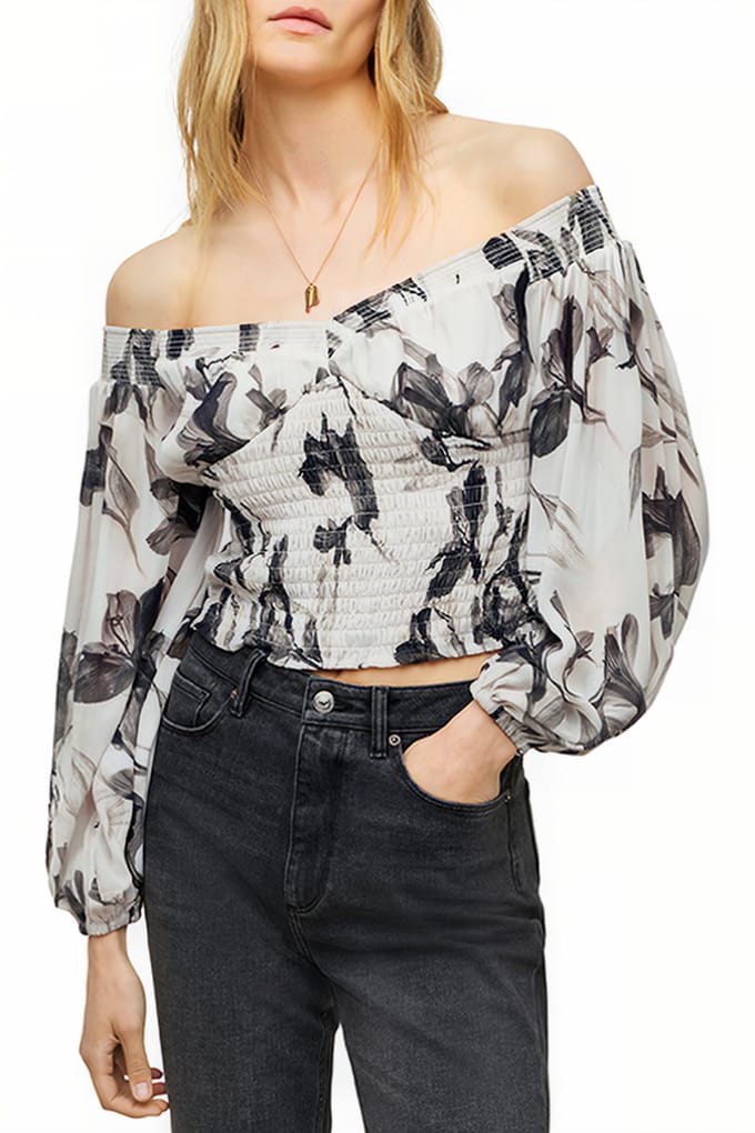 AllSaints Tia Iris Top Ecru White Taglia: 44 | Magliette intime Outlet | Donna | Viola