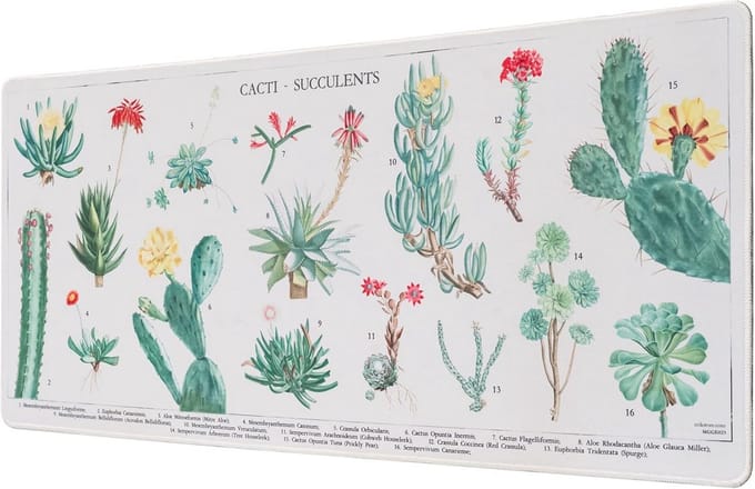 Extra Grote Bureauonderlegger met Cactussenprint - Antislip Gaming Muismat