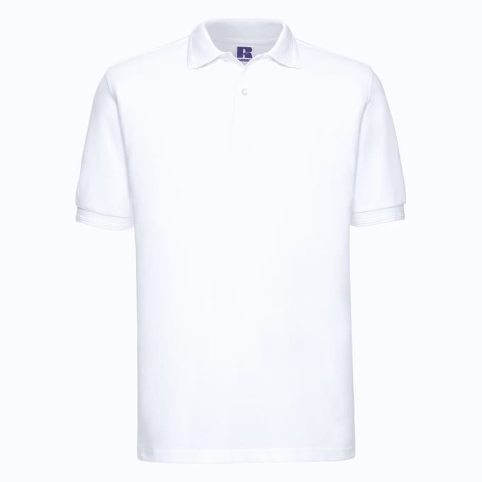 Russell Heren Ripple Collar & Manchet Poloshirt met korte mouwen (Wit)