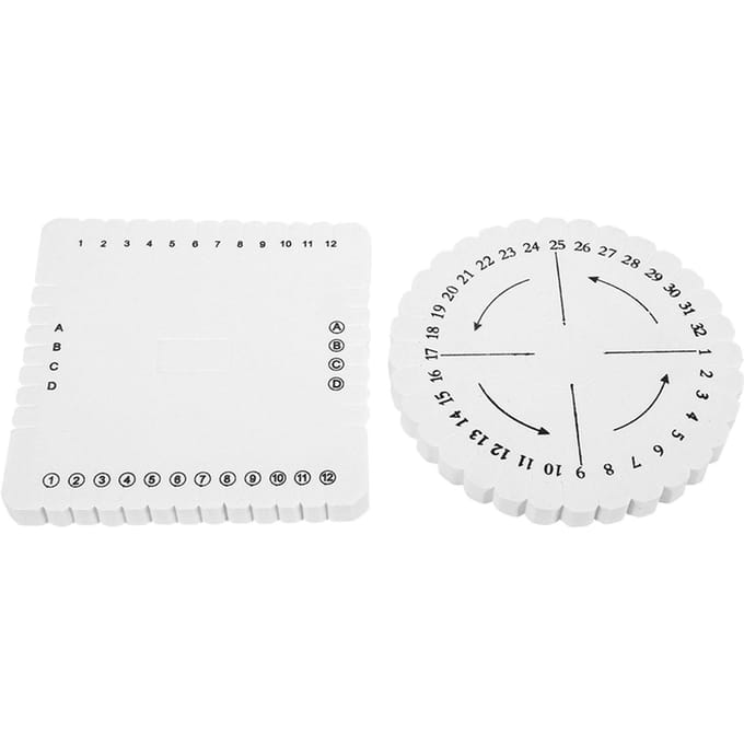 2 Stuks Rond Vierkant Kumihimo Schijf Macramé Gevlochten Koord String Armband Handgemaakt Weefschijf Small wit