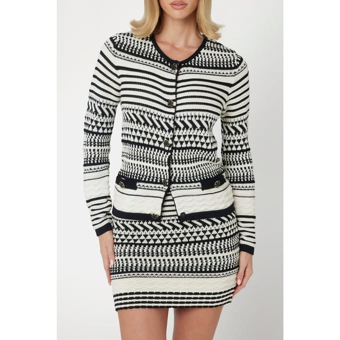 GUESS Marciano By  Arianna Stitched Car Eggshell And Black Größe: S | Cardigans Outlet | Damen | Weiß