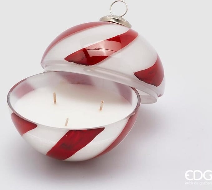 EDG - Enzo De Gasperi Glazen kerstbol geurkaars snoepjes D13