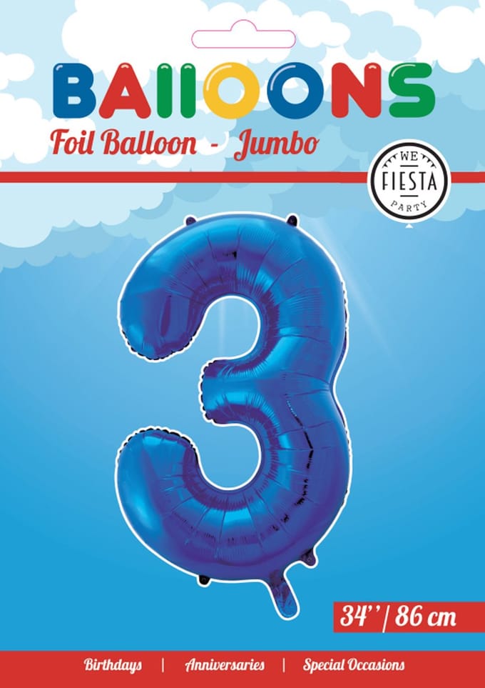 Folieballon 34" nmr. 3 - Blauw
