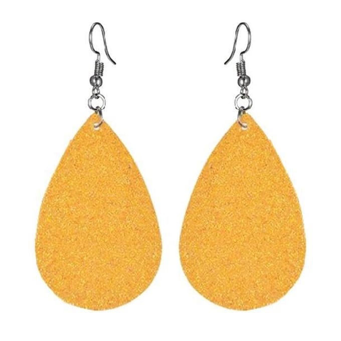 Fako Bijoux® - Oorbellen - Druppel - Glitter - Kunstleer - Geel