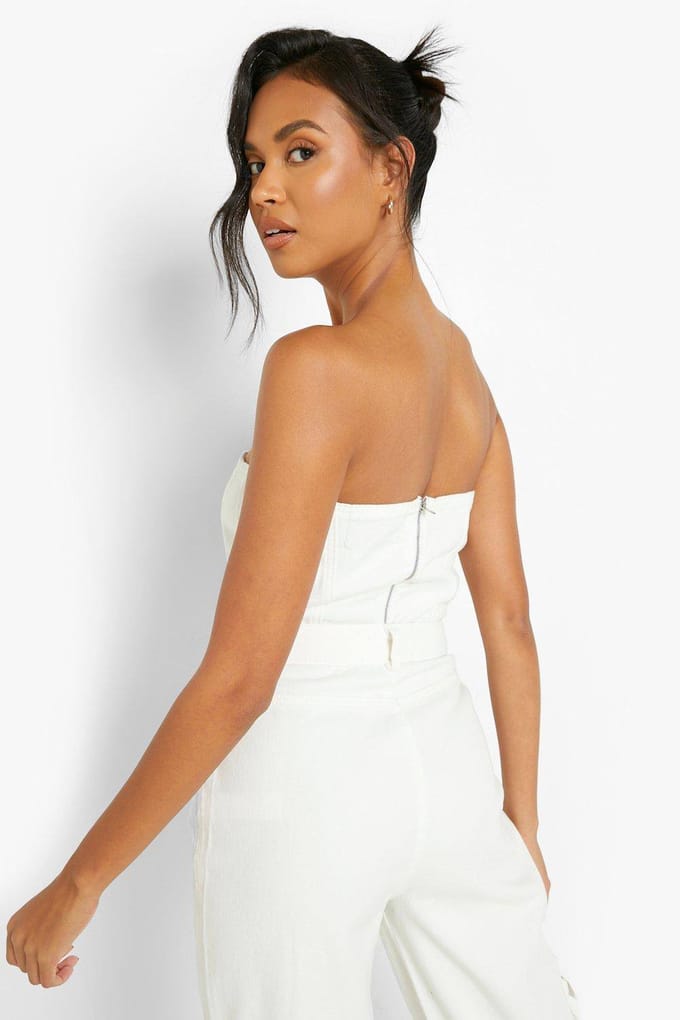 boohoo Dames Seam Detail Longline Corset Top | Off White | Maat: 42
