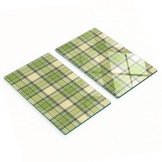 Decoratieve snijplanken van gehard glas met groen gaas, 2x30x52 cm