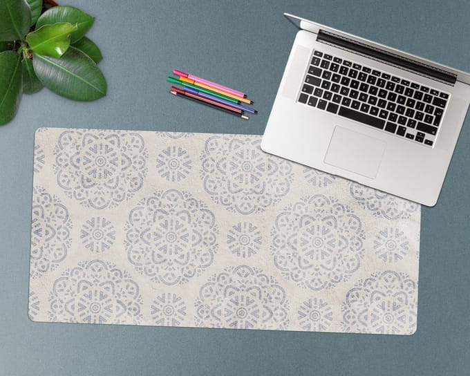 Coloray Bureau Onderlegger - Heldere mandala Bureaumat - 90 cm x 45 cm - Grijs Bureau Onderlegger - Onderlegger Bureau - Bureau Onderlegger Groot - Bureau Onderlegger XXL - Computer Mat
