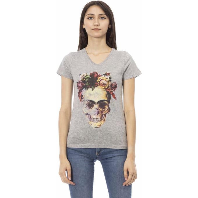Frida Skull V-hals T-shirt Casual Stijl
