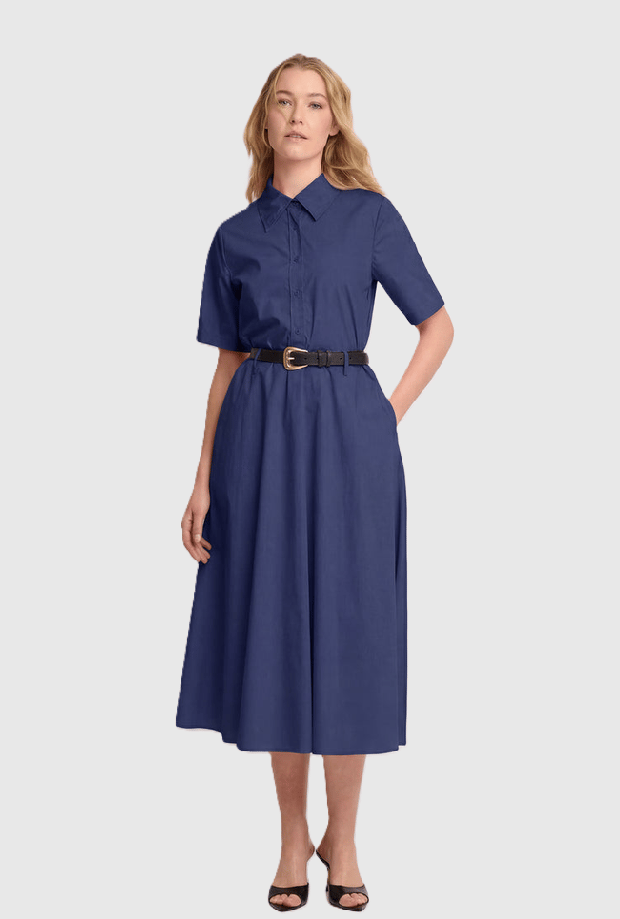 jurk met riem vrouw blauw