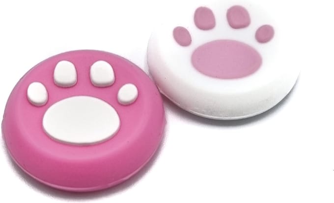 Thumb Grips | Thumb Sticks | Gaming Thumbsticks | Geschikt voor Nintendo Switch & Lite | 1 Set = 2 Thumbgrips | Pootjes | Wit/Roze