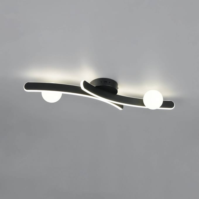 Trio Lighting LED plafondlamp Napoli, matzwart, lengte 70 cm, metaal