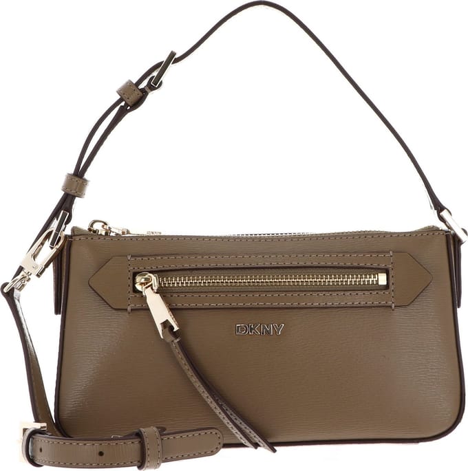 DKNY Leren Handtas Schoudertas Bryant Shoulder Bag Shitake Lichtbruin
