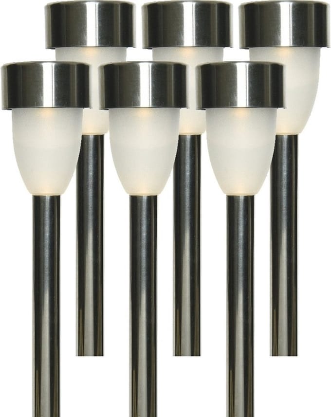 Tuinlamp LED solar - 6x - warm wit - RVS/kunststof - 26 cm - type Nova