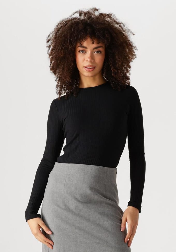 EDITED Ginger Longsleeve Tops & T-shirts Dames - Shirt - Zwart - Maat 40