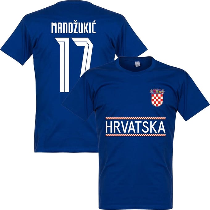 Kroatië Mandzukic Team T-Shirt - Blauw - L