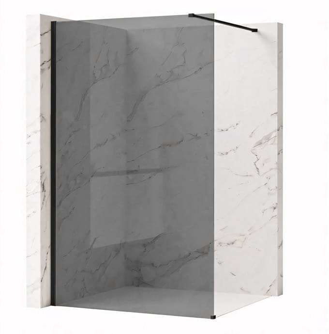 Rea Flexi Grey 100 - Gehard Glas 8 Mm (Grijs) - Douchewand - Zwart120X100X195Cm