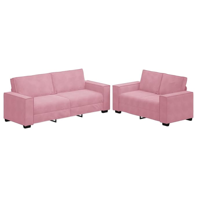 vidaXL - 2-delige - Loungeset - met - kussens - fluweel - roze