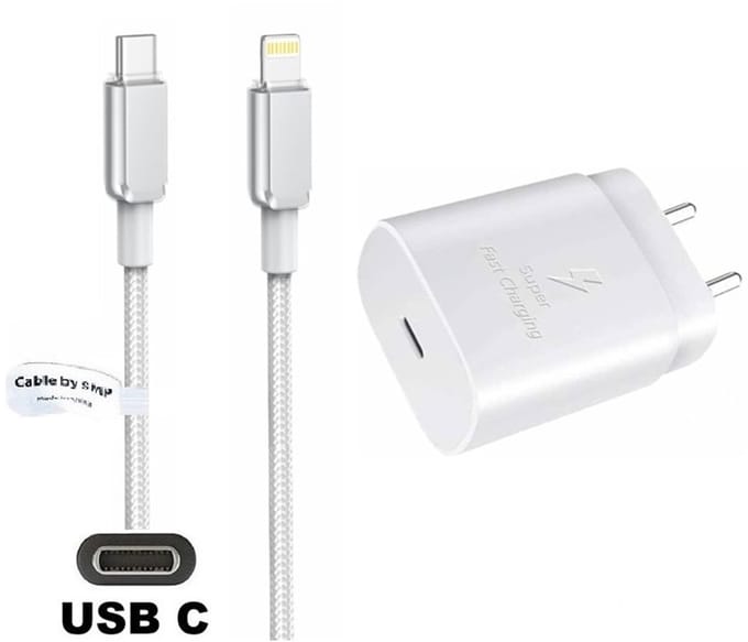 OneOne 25W super snellader + 1,0m OneOne USB C naar Lightning kabel. PD lader. Universele oplader adapter past op Apple iPhone 13 Mini, iPhone 13 Pro, iPhone 13 Pro Max, iPhone 14, iPhone 14 Plus, iPhone 14 Pro, iPhone 14 Pro Max