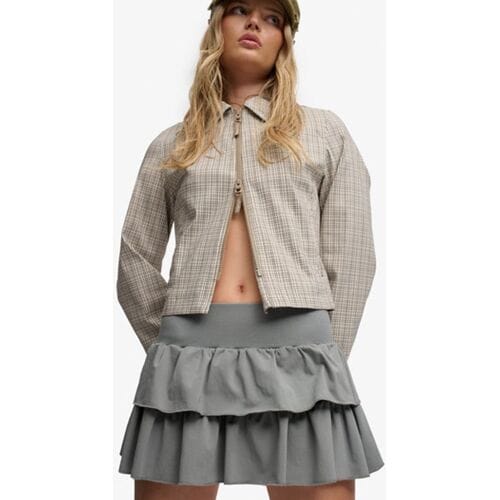 Superdry Bench Lage Taille Gelaagde Rok Light Grey Grootte: S