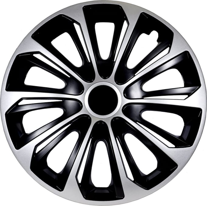 NRM - Wieldoppen 14 "STERK - zwart / zilver - Set van 4 stuks