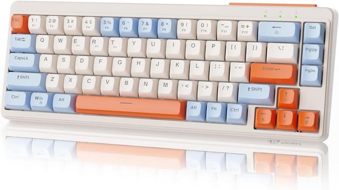 Compact 65% 3-Mode Draadloos Gaming Toetsenbord met Verlichting, Sferische Toetsen