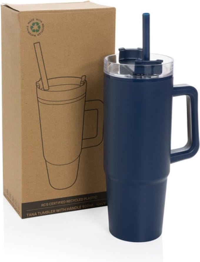 XD Design - Tana RCS recycled plastic tumbler with handle 900ml - NAVY
