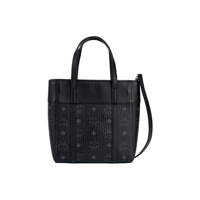 MCM Toni Monogram Leer En Kalfsleer Mini Tote Tas Dames Tote Tas Zwart MWPDSTA01BK001 Basic Set (Bag+Dust Bag) black