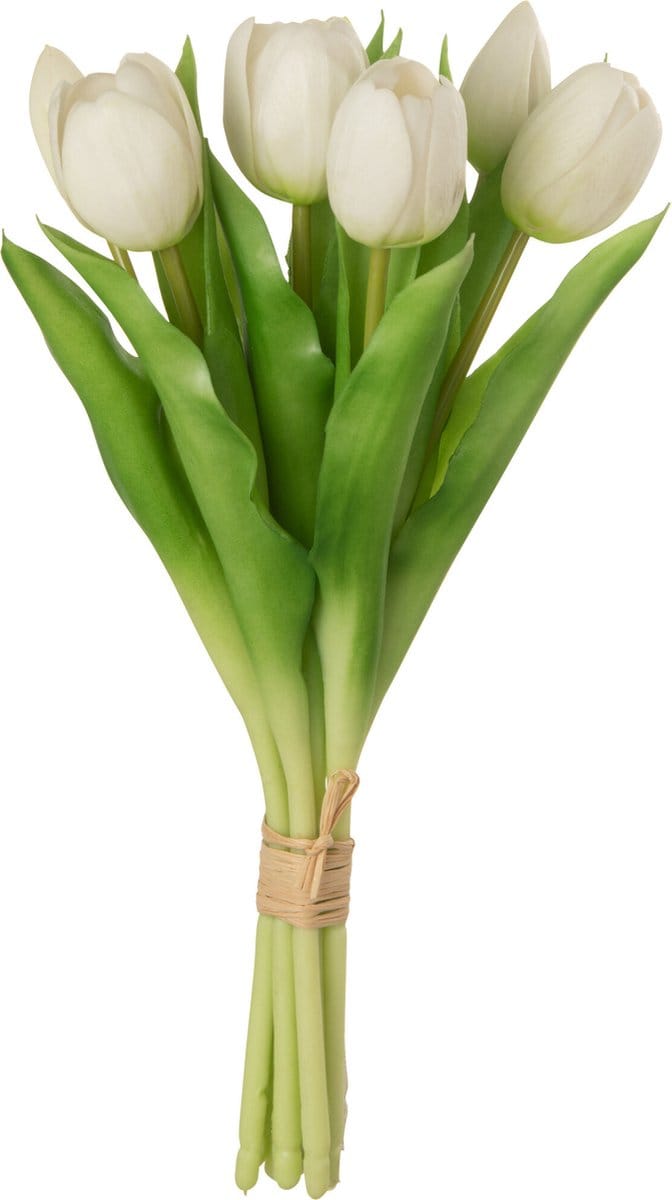J-Line boeket Tulpen 7 stuks - kunststof - wit - small