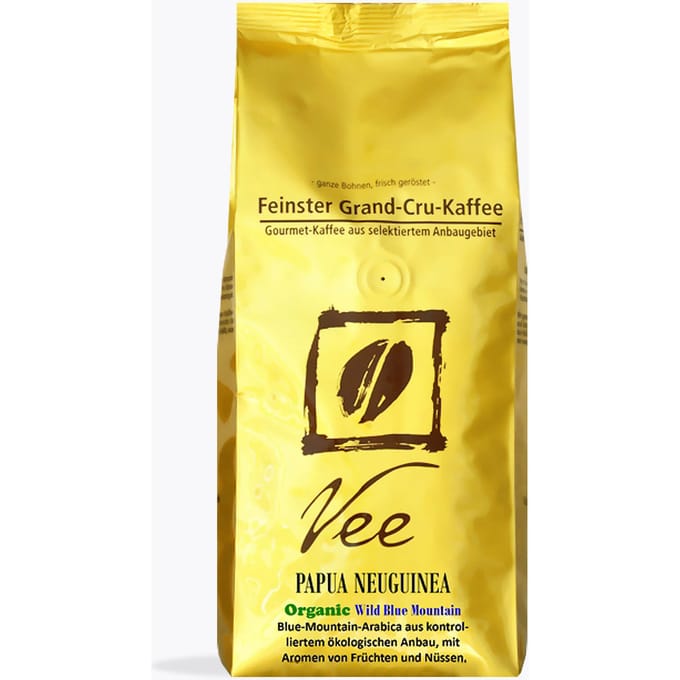 Vee's Papoea New Guinea Bio Wilde Blue Mountain | 1 kg | Arabica Robusta Blend | Ganze Bohne | Fruitig met mango, papaja en nootachtige tonen