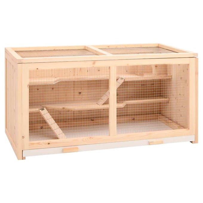 vidaXL - Hamsterkooi - 104x52x54 - cm - massief - vurenhout