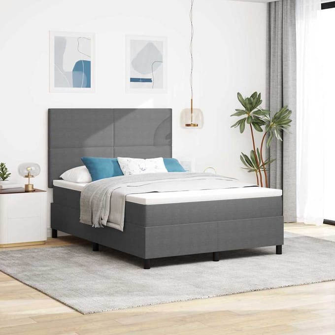 vidaXL - Boxspring - bed - Lichtgrijs - en - wit - 140 - x - 200 - cm - Corduroy - stof