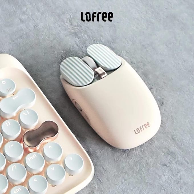 Lofree Wavy Chips Bluetooth-muis – Dual-modusverbinding (Bluetooth / 2.4G), DPI-instelbaar in 5 niveaus, 800 mAh batterij, Milk Tea-kleur, EP115