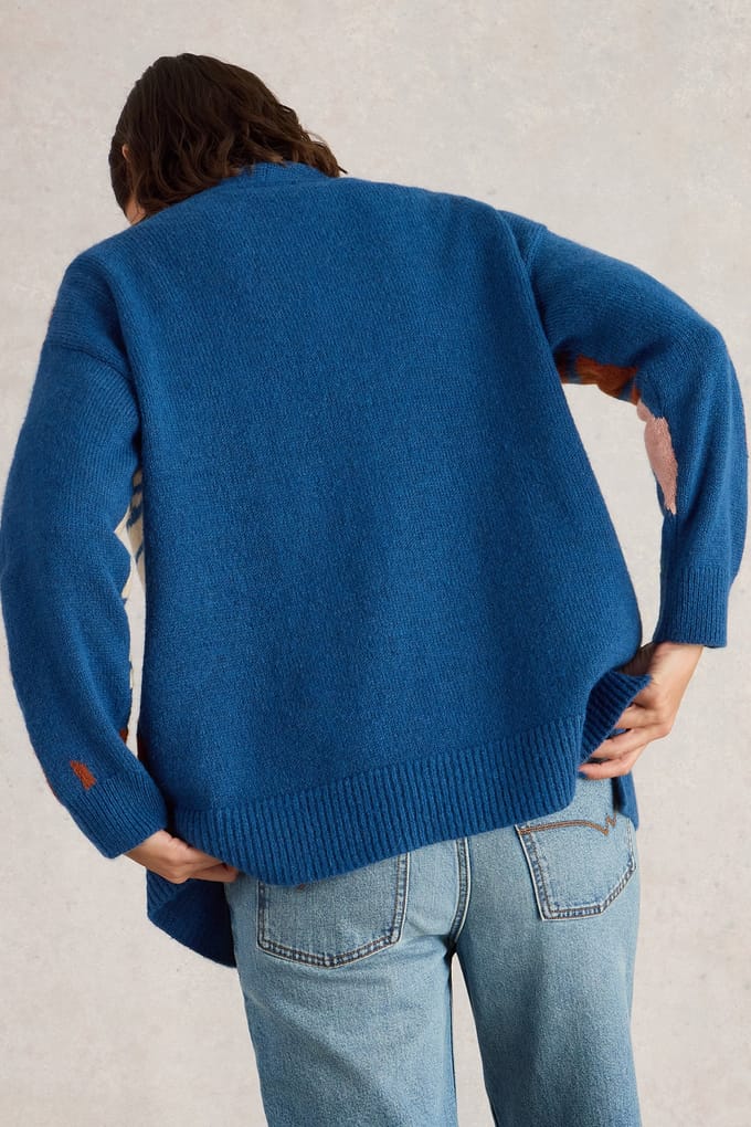 White Stuff Louisa Longline Cardi Blue Multi Taglia: L | Cardigan Outlet | Donna | Blu