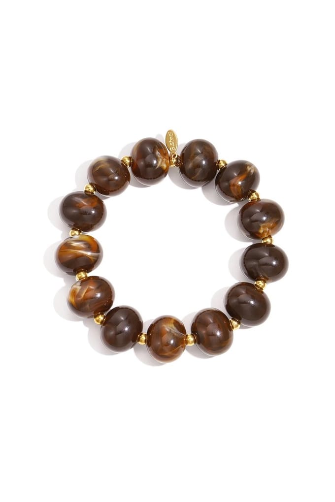 Bijoutheek Armband (Sieraad) Kralen Ovaal Elastisch D. Bruin
