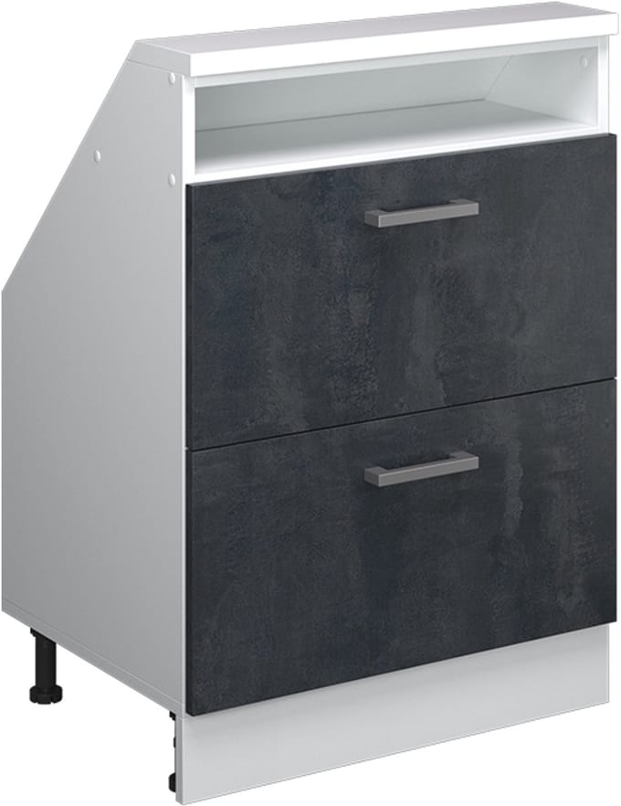 Vicco Rion Kast voor schuine wand – met 2 laden Zwart beton/wit
