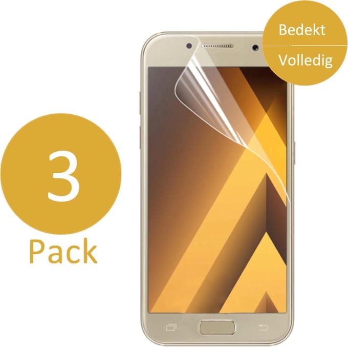 3x Screenprotector geschikt voor Samsung Galaxy A7 (2017) - Glas PET Folie Screenprotector Transparant 0.2mm 9H (Full Screen Protector)