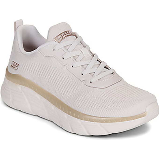 Skechers Bobs B Flex Hi Flying Dames Witte/Gouden Geëngineerde Breischoenen