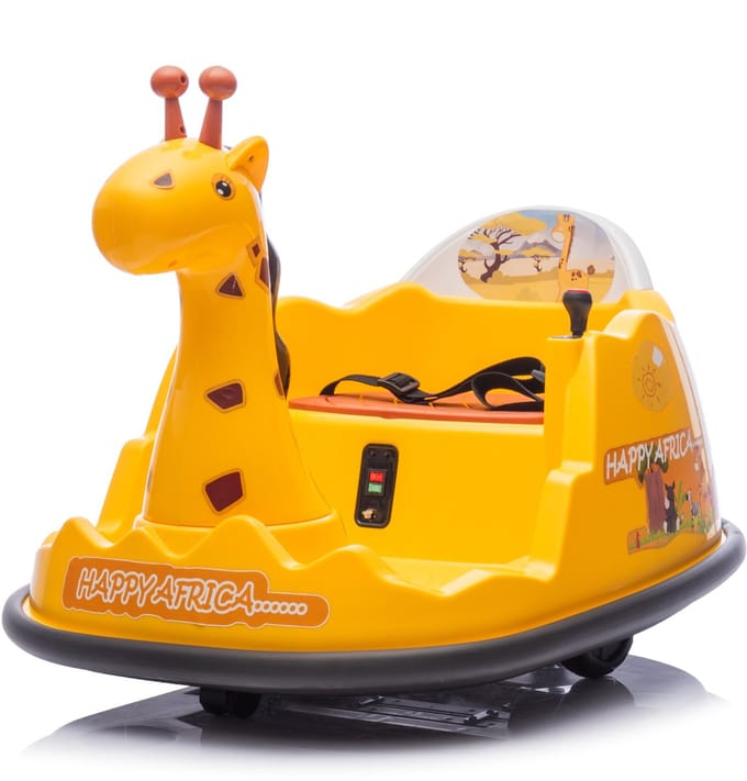 Triumpunpre - Elektrische Kinder Botsauto 6V - Giraffe Design - 360 Rotatie - Bluetooth & LED (Geel, 2-5j, Max 30kg)