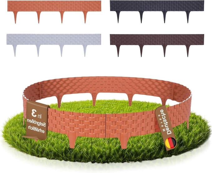 Gazonrand Kunststof - Bloembedrand Flexibel - Tuin Afscheiden - Rotanlook Design - 80cm x 95cm - Terracotta