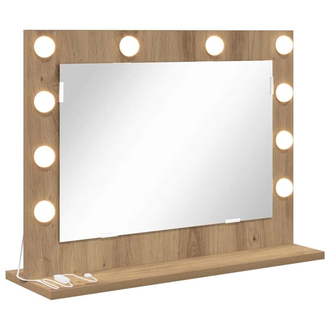 vidaXL - Make-up - Spiegel - Artisan - Eiken - 60 - x - 45 - x - 18 - cm - Rechthoekig