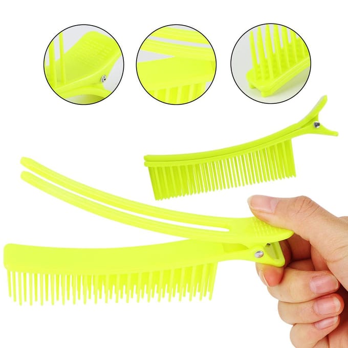 2 stuks Haarstyling Clip Afdeling Haarspeld Kappers Partition Haarklem Fluorescerende Kleur zwart