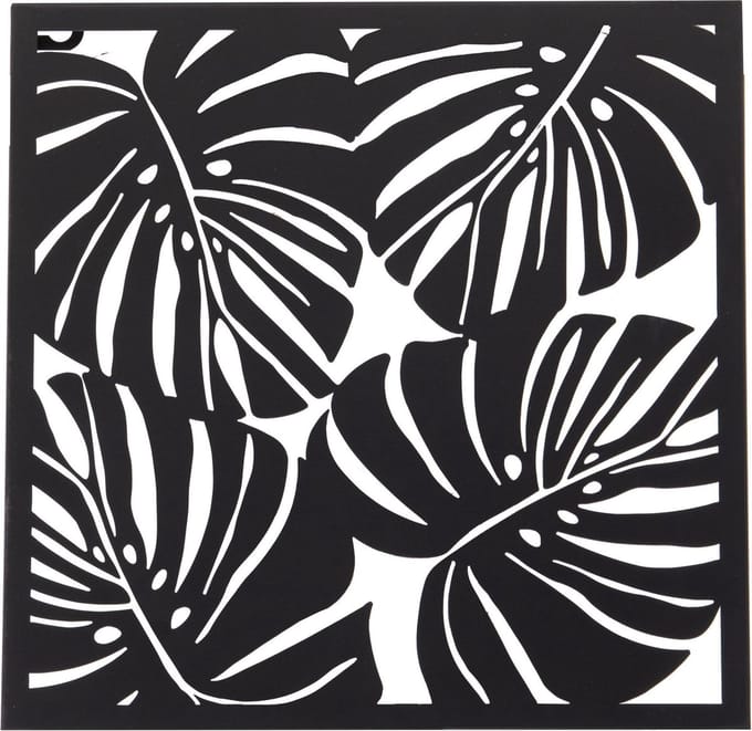 Wanddecoratie - Monstera - Zwart - L29xH29