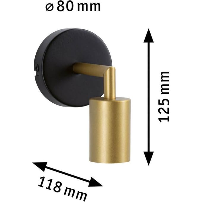 Wandlamp Ravi IP44 E27 max. 60W Zwart mat, Goud dimbaar